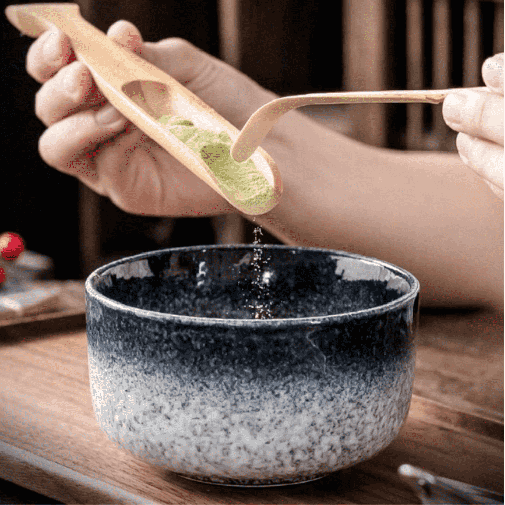 Set pentru Ceremonia Ceaiului Matcha 6 piese Koken, Bambus/Ceramica, Stil Tradițional din Dinastia Song, Albastru