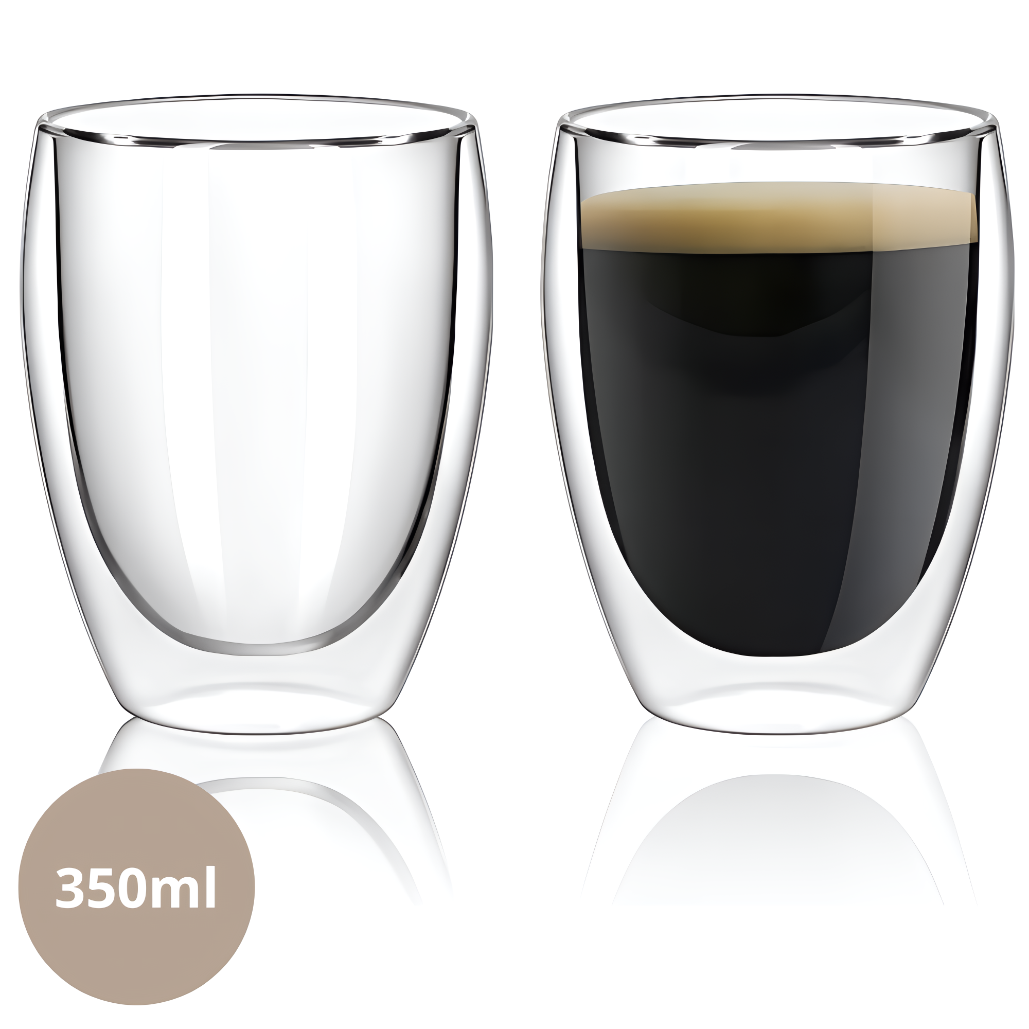 Set 2 cesti termice cu pereti dubli Koken strat protector, din sticla borosilicata, 350 ml, Transparent - 3 | YEO