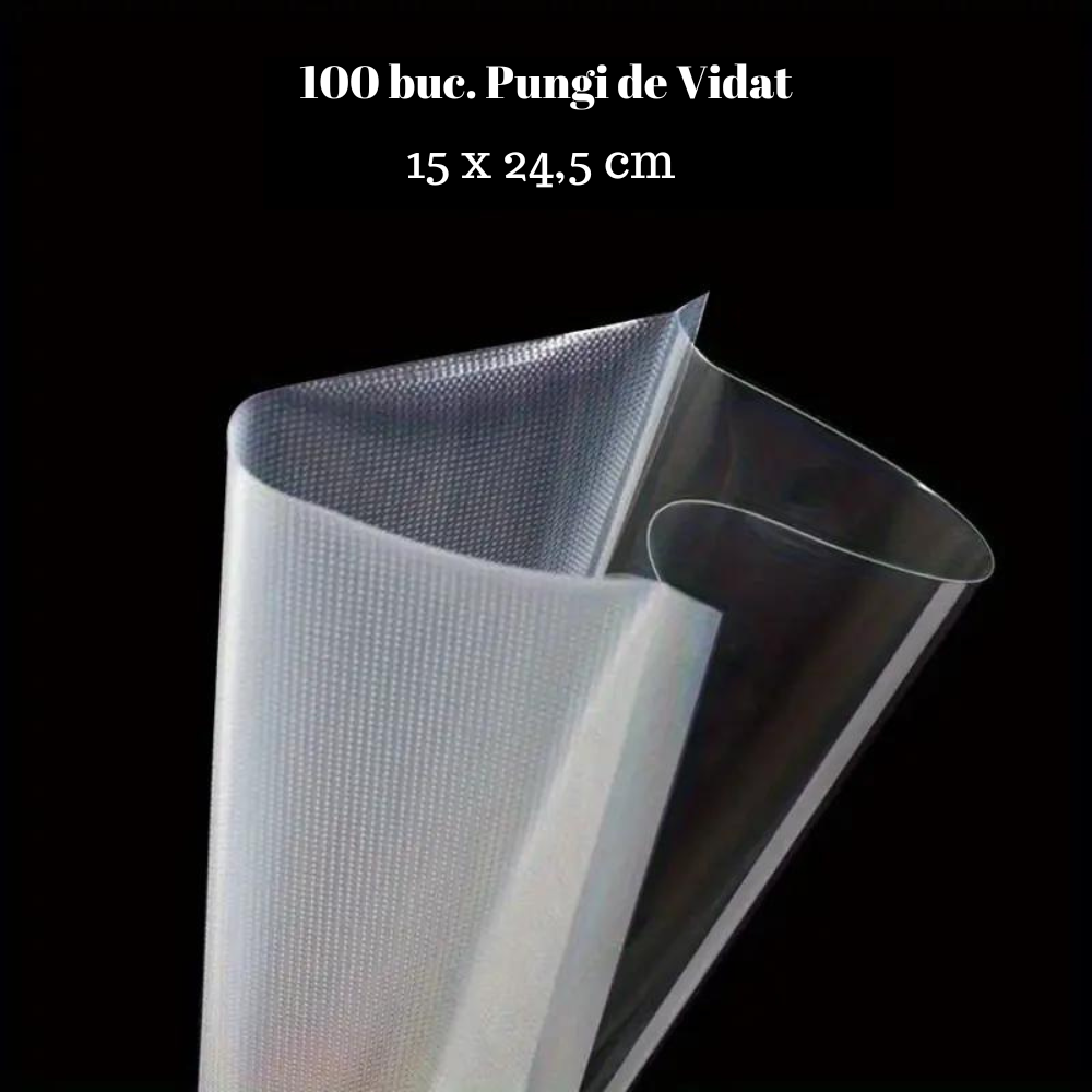 Pungi de vidat gofrate Koken pentru aparat de vidat alimente, 50/100 buc cu dimensiunile 15 x 24, 5 cm, Rezistente, fara BPA, Transparente - 3 | YEO