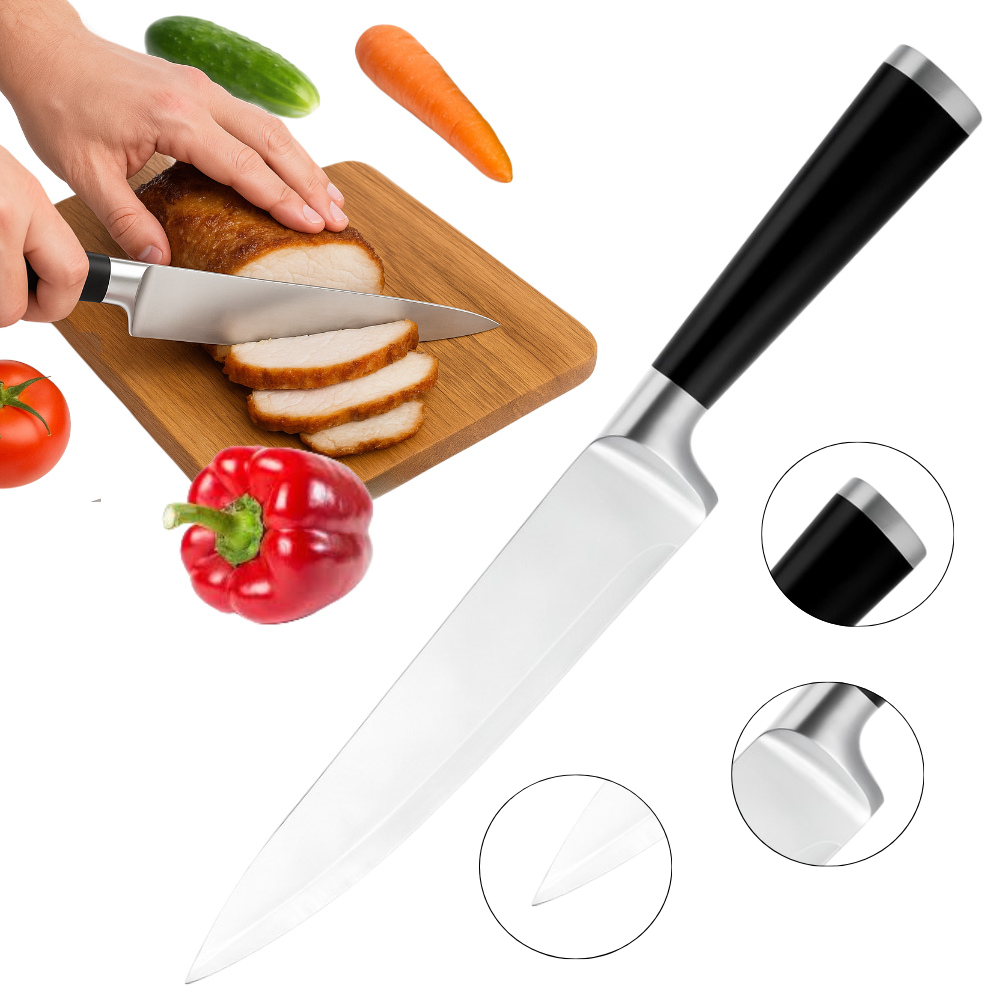 Cutitul Bucatarului profesional,Koken, lama din otel inoxidabil 20 cm, 56±HRC, cutit de bucatarie Full Tang, taiere precisa si rezistenta indelungata, maner antiderapant Soft-Touch
