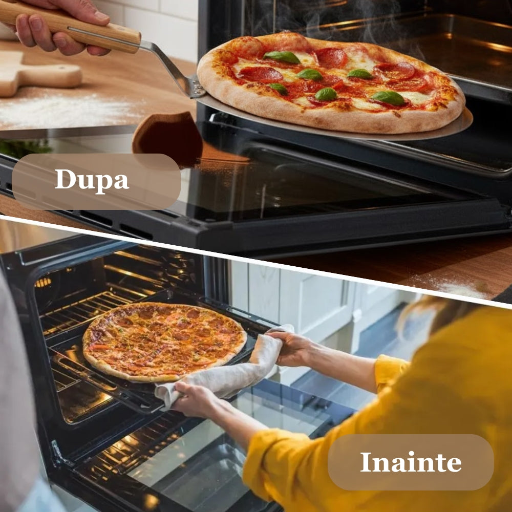 Lopata pizza Koken, tava rotundă 30,5 cm din oțel inoxidabil, Maner Lemn, Spatula 49 cm - 4 | YEO