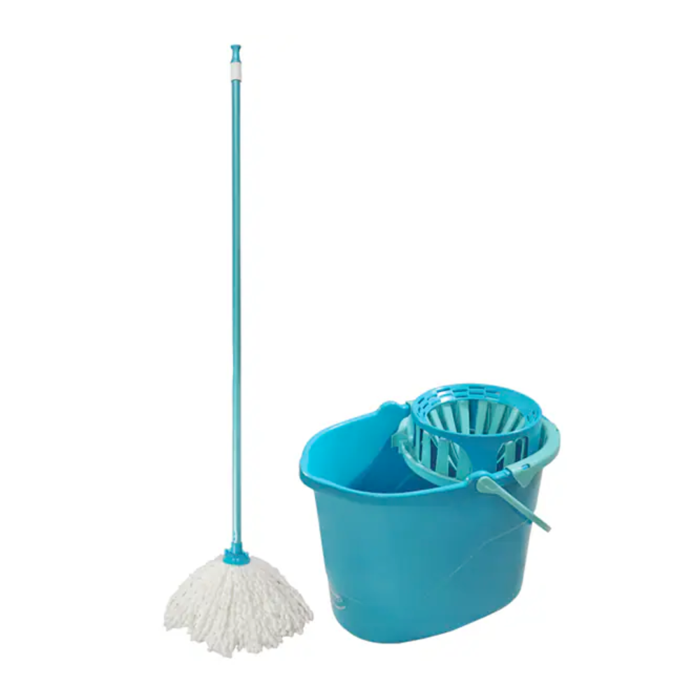 Motek Premium Mop Set with Bucket and 100% Koken Microfiber, 8L Bucket, with automatic drain and high quality materials