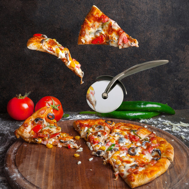 Cuțit pentru pizza 17,5 cm Koken, mâner ergonomic anti-alunecare, cutter pentru pizza/tartă cu crustă tare, tăiere precisă, zinc, diametru 6,8 cm, Negru - 7 | YEO