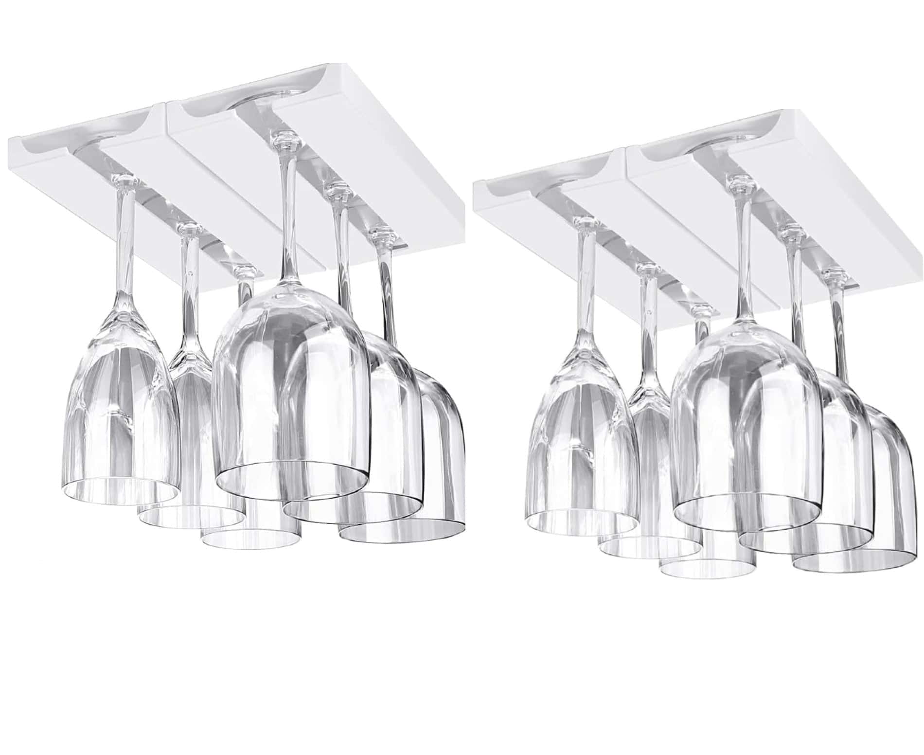 Suport suspendat pentru pahare cu picior Koken, potrivit pentru diverse tipuri de pahare, 2 x 11x 25 cm, Plastic/Alb