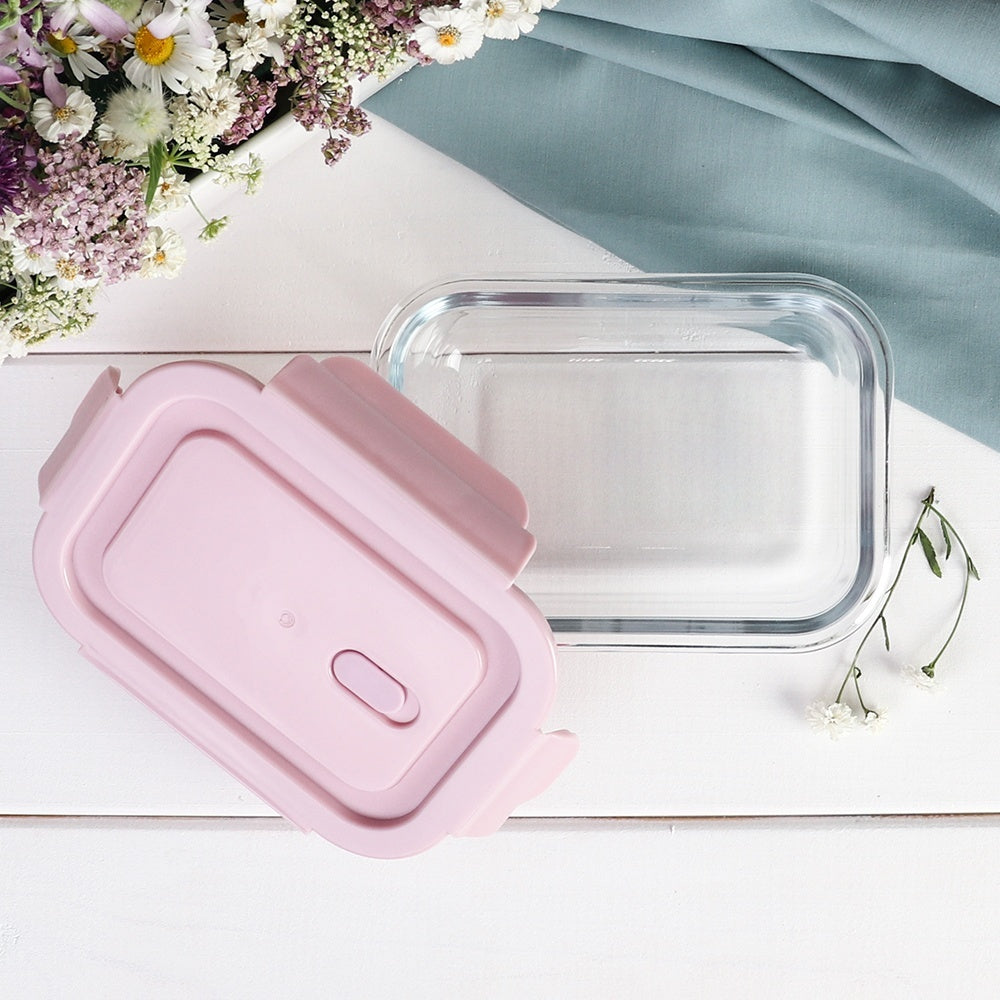 Set 3 caserole compartimentate din sticla Koken, 410ml/700ml/1040 ml, etanse, garnitura detasabila, inchidere ermetica, sticla dubla, fara BPA, casolete pentru mancare, Verde/Roz/Albastru - 7 | YEO