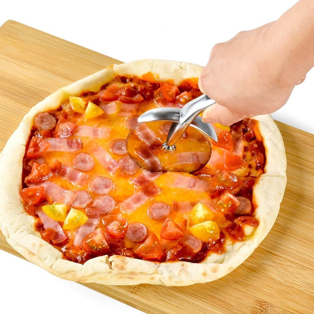 Cuțit pentru pizza 17,5 cm Koken, mâner ergonomic anti-alunecare, cutter pentru pizza/tartă cu crustă tare, tăiere precisă, zinc, diametru 6,8 cm, Negru - 2 | YEO