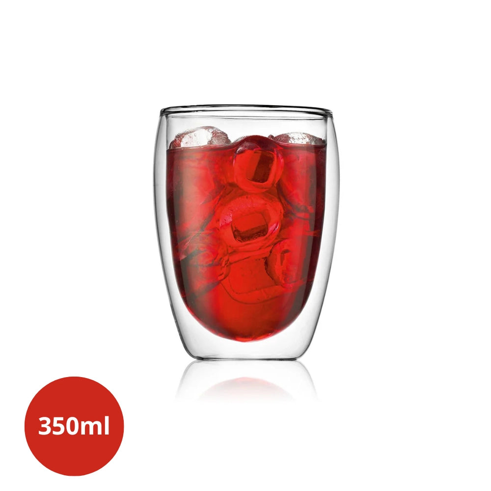 Cana termorezistenta cu perete dublu Koken, 350ml, sticla borosilicata, transparenta, design modern