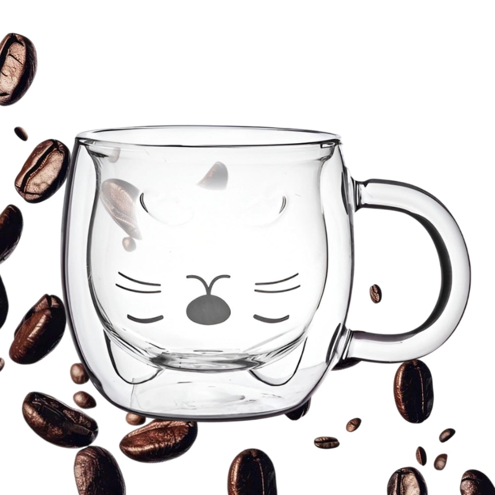Cana cu dublu perete Koken, 250ml, termorezistenta, sticla borosilicata, transparenta, design modern