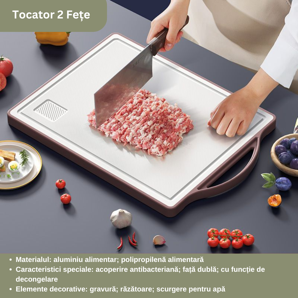 Tocator Cu 2 Fete Koken, din Aluminiu alimentar si Polipropilenă alimentară de înalta Calitate,Ecologic, 42 X 29 cm - 4 | YEO