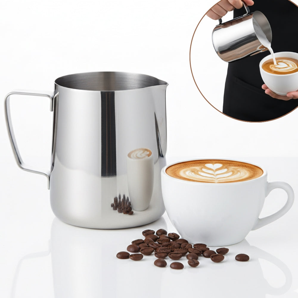 Cana gradata pentru spumarea laptelui, Koken, Pitcher Profesional din Oțel Inoxidabil, latiera pentru spumare cu maner, 31oz/900 ML, Cupa de spumare a laptelui, Barista Cappuccino Latte Art, Pitcher Profesional din Oțel Inoxidabil