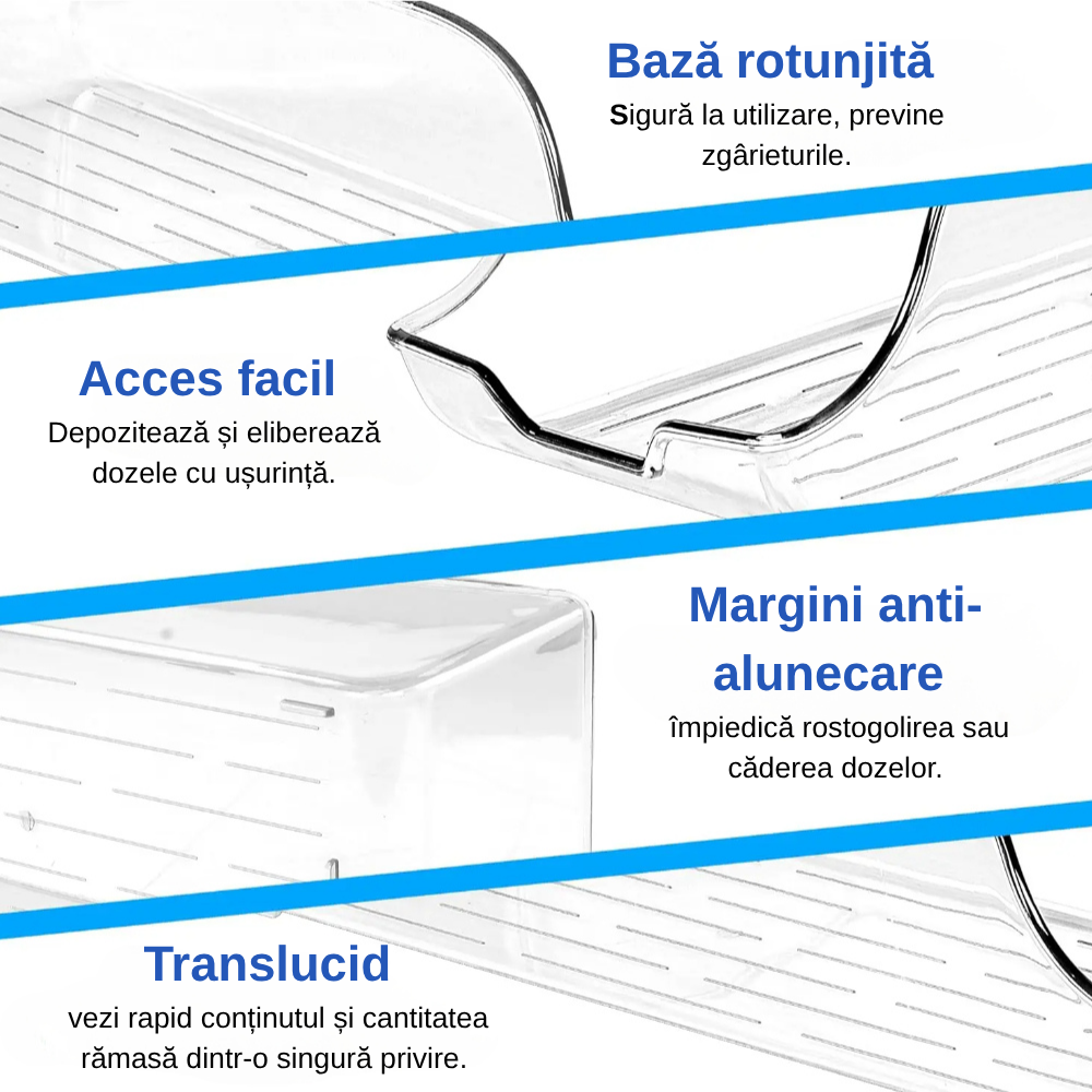 Cutii depozitare doze bauturi in frigider Koken, cutii alimentare 34,5x14,5x9cm, Multifunctionale si usor de curatat, organizare frigider, bucatarie, camara, Plastic, Transparent - 4 | YEO