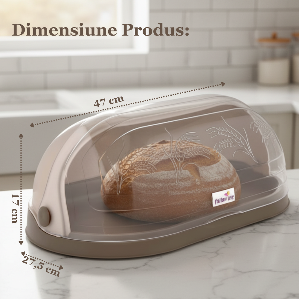 Cutie de Paine Koken, capacitate mare, suport pentru paine cu fereastra, design elegant, asamblare usoara, Plastic PP, Free BPA, 47x27,5x17cm - 1 | YEO
