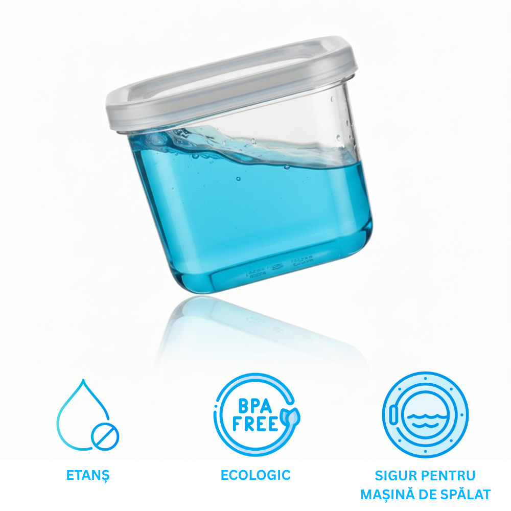 Recipient de depozitare alimente, etanș, Koken cutie depozitare cu capac, plastic fără BPA, organizator alimente, rezistent rece/fierbinte, 0.6L, 1.2L, 1.75L, Transparent - 2 | YEO