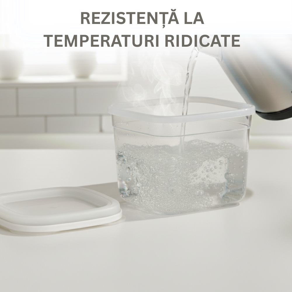Recipient de depozitare alimente, etanș, Koken cutie depozitare cu capac, plastic fără BPA, organizator alimente, rezistent rece/fierbinte, 0.6L, 1.2L, 1.75L, Transparent - 4 | YEO