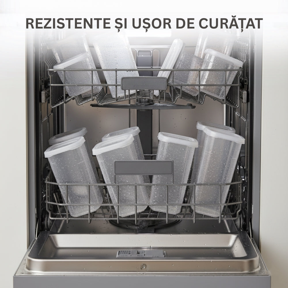 Recipient de depozitare alimente, etanș, Koken cutie depozitare cu capac, plastic fără BPA, organizator alimente, rezistent rece/fierbinte, 0.6L, 1.2L, 1.75L, Transparent - 5 | YEO