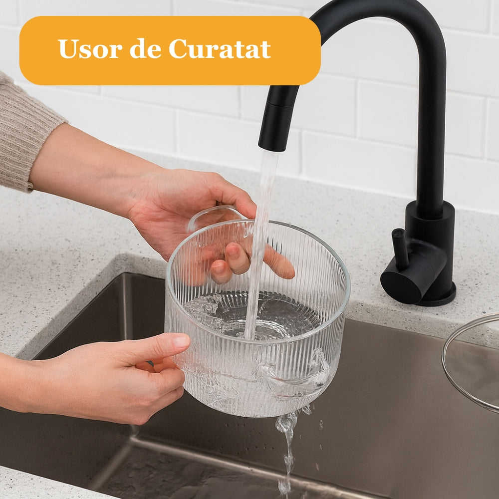 Oala din sticla borosilicata 3,5 L pentru aragaz, cu capac si manere Koken, Rezistenta termica 130 °C, Cratita Durabila, Sticla Transparenta/Lemn - 3 | YEO