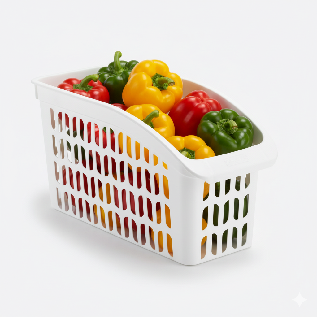 Organizator Frigider Koken, plastic PP, BPA free, cutie pentru cămară, baie, frigider, Multifunctional, 1 Compartiment principal, Potrivit Mașina de Spălat Vase, Alb, 2 dimensiuni disponibile