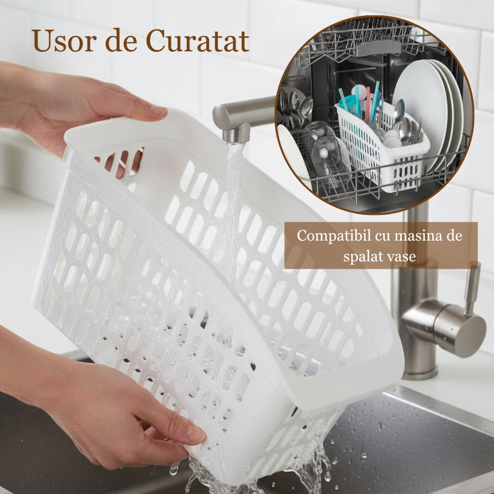 Organizator Frigider Koken, plastic PP, BPA free, cutie pentru cămară, baie, frigider, Multifunctional, 1 Compartiment principal, Potrivit Mașina de Spălat Vase, Alb, 2 dimensiuni disponibile - 3 | YEO