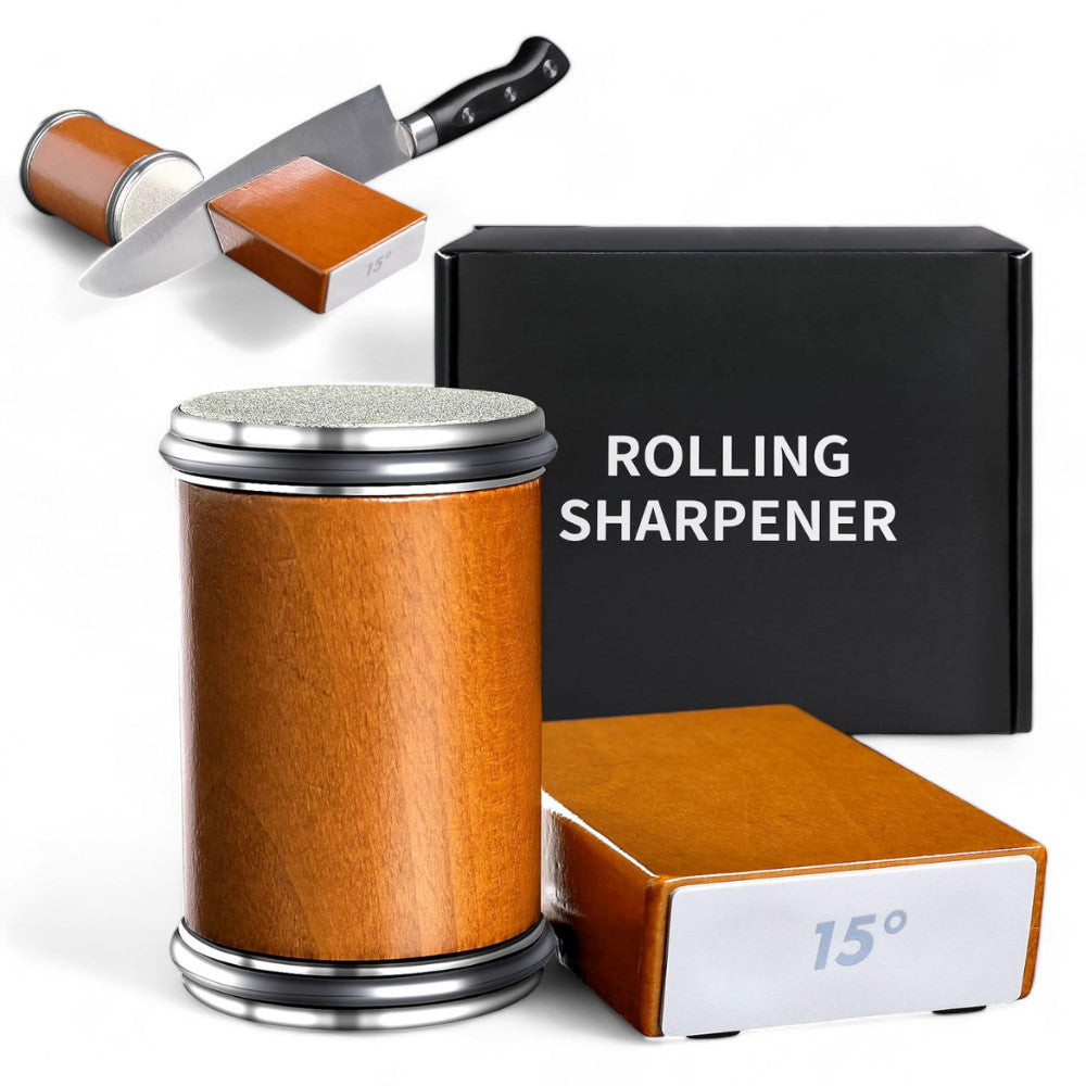 Koken Rolling System Knife Sharpening Kit, Diamond Sharpening Stone, 2 Angles 15°/20°, Wood 