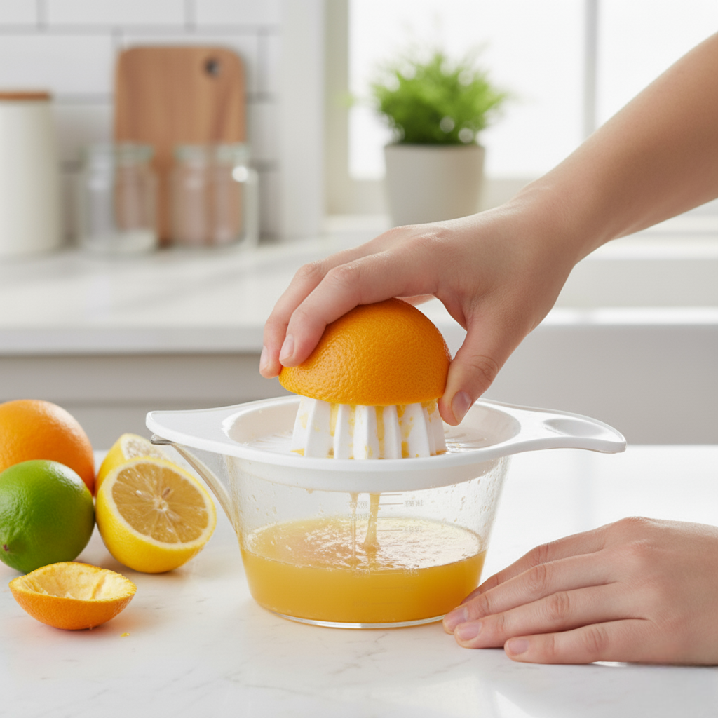 Storcator manual de citrice Koken, Plastic PP, BPA Free, Presa robusta de citrice pentru sucuri, Cu Vas Colector si Sita, - 3 | YEO