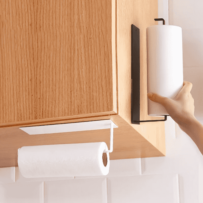 Suport pentru prosoape de hartie Koken, cu fixare autoadeziva pe multiple suprfate pentru organizare bucatarie sau baie,  22 x 6 x 26.5 cm Metal