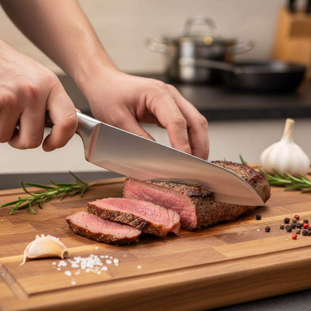 Set Cuțite pentru Bucătărie Koken, 6 Piese din Oțel Inoxidabil cu Suport din lemn, lama ultra-ascutita, 56-58 HRC cu Mânere Ergonomice, rezistente la coroziune - 5 | YEO