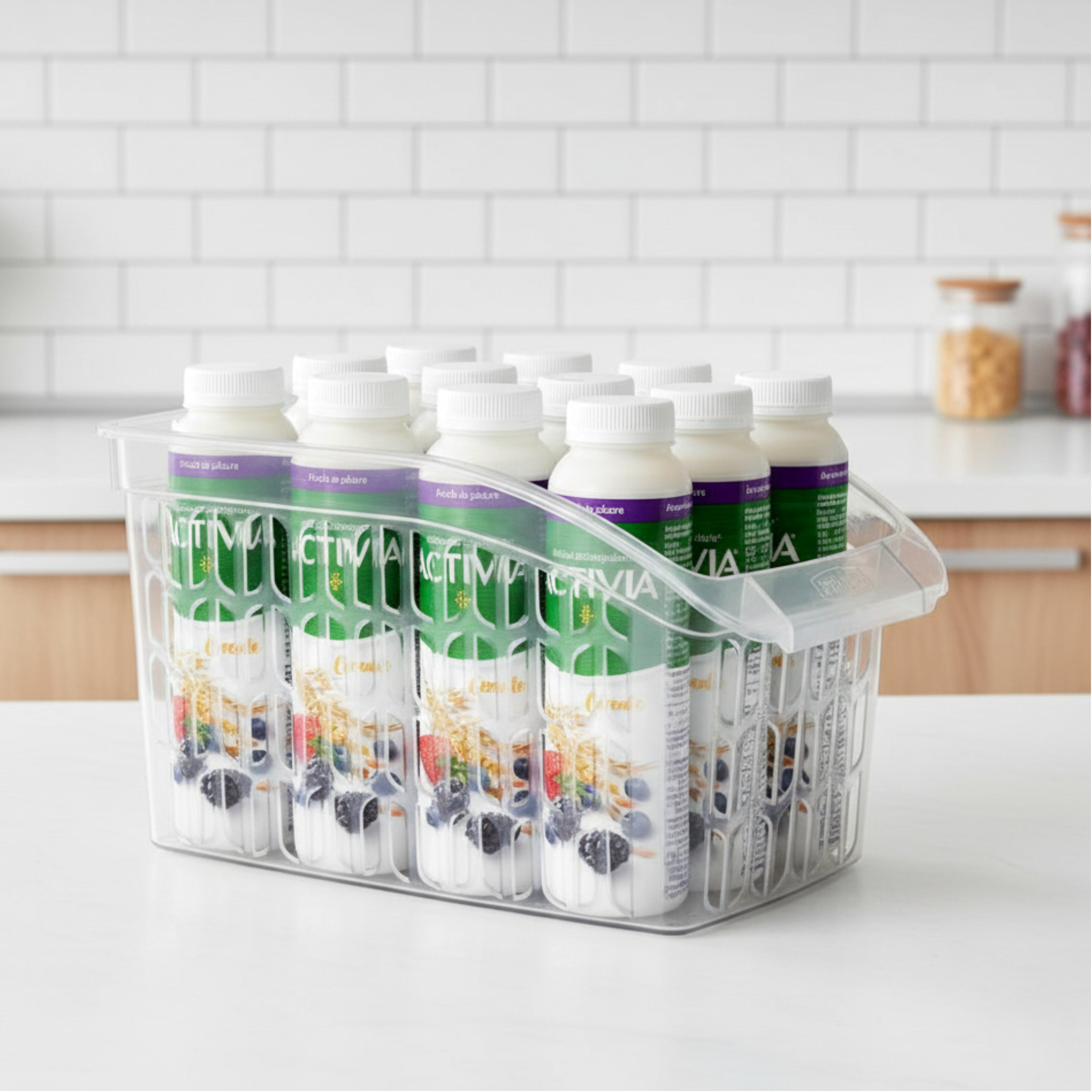 Organizator Frigider Koken, plastic PP, BPA free, cutie pentru cămară, baie, frigider, Multifunctional, 1 Compartiment principal, Potrivit Mașina de Spălat Vase, Transparent, 2 dimensiuni disponibile - 6 | YEO