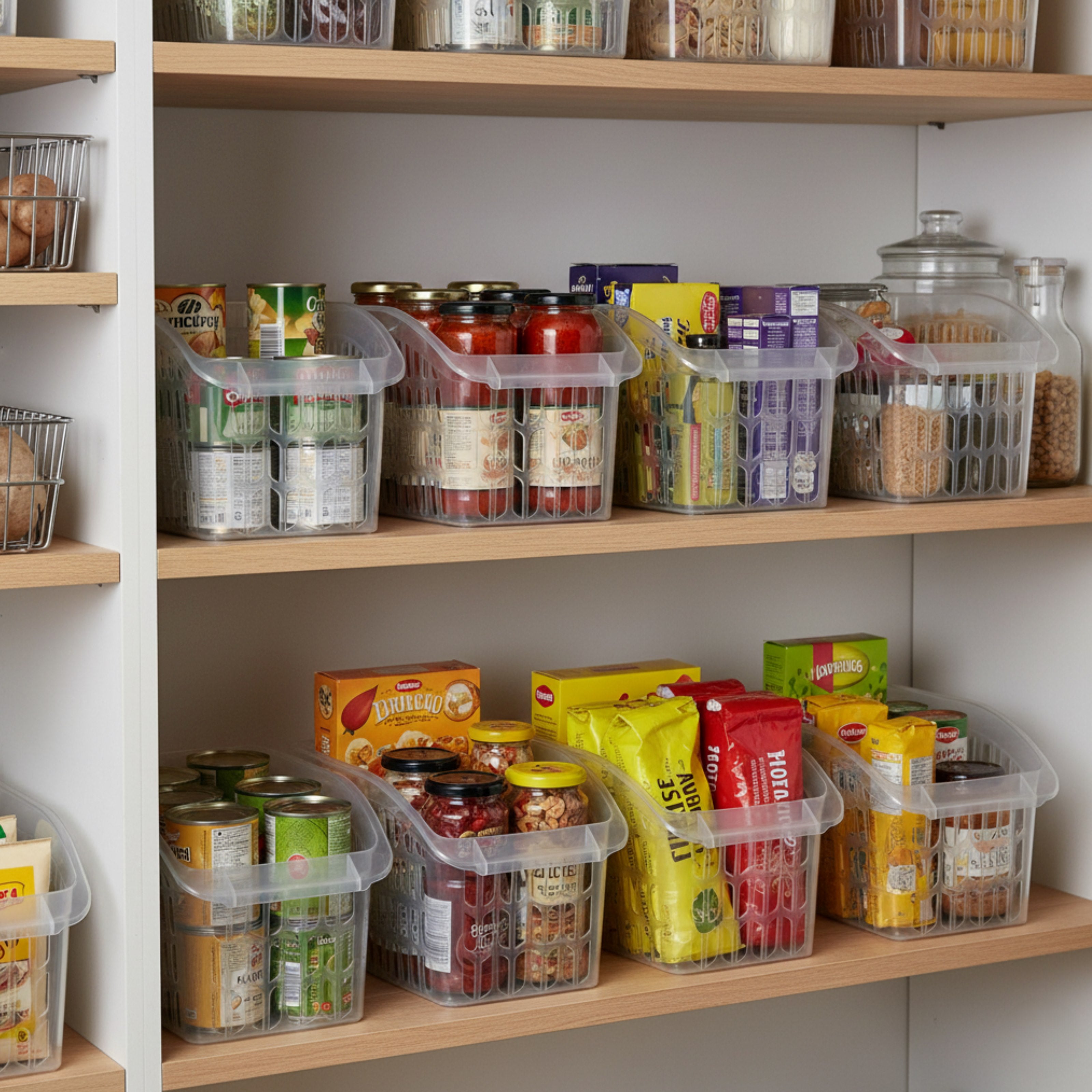 Organizator Frigider Koken, plastic PP, BPA free, cutie pentru cămară, baie, frigider, Multifunctional, 1 Compartiment principal, Potrivit Mașina de Spălat Vase, Transparent, 2 dimensiuni disponibile - 4 | YEO