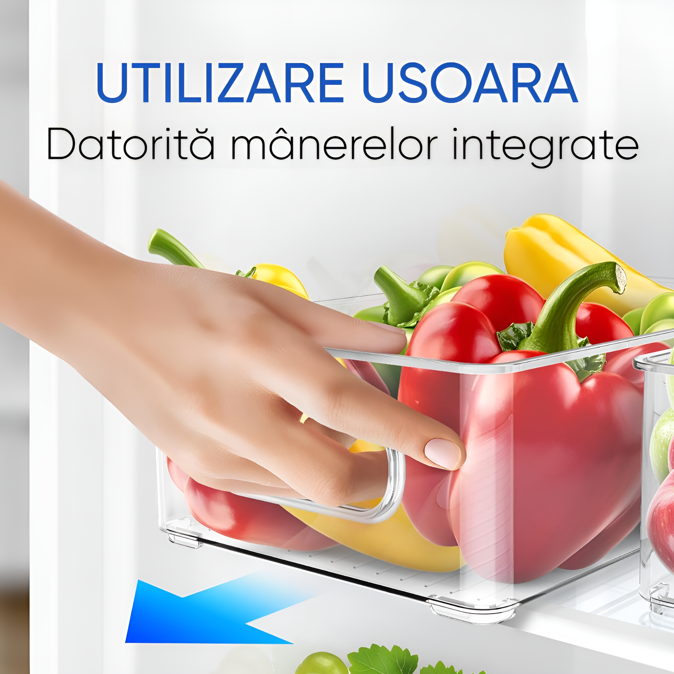 Set Cutii de depozitare Koken, pentru frigider, birou, bucatarie, pot fi si suprapuse, transparente si usor de curatat, 25,5 x 15 x 7,5 cm - 2 | YEO