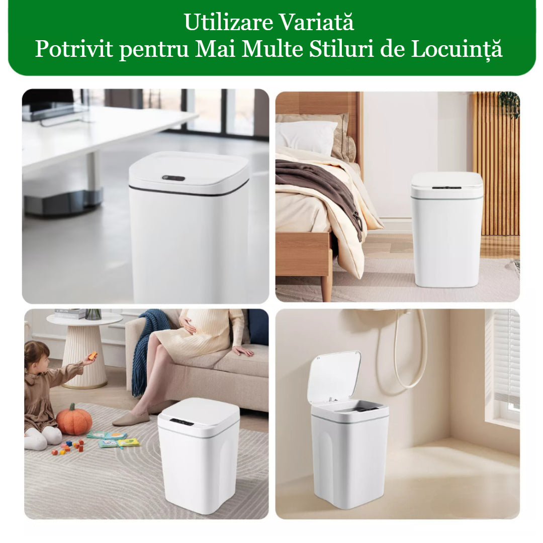Cos de gunoi automat cu sensor 16 L Koken, Bucatarie, baie sau oficiu, 2x Baterii AA(nu sunt incluse), cu capac anti-miros, Alb - 2 | YEO