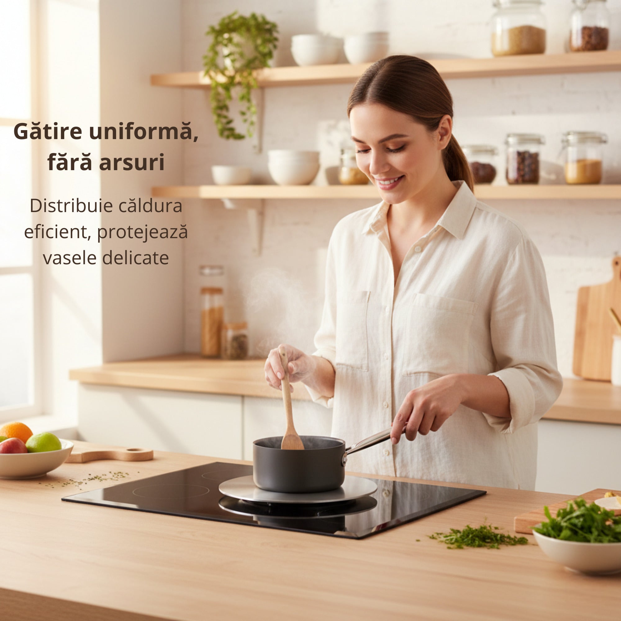 Adaptor plita inductie Koken, din inox, 23.5 cm, placa difuzie caldura universala pentru tigai si oale non-inductie - 2 | YEO