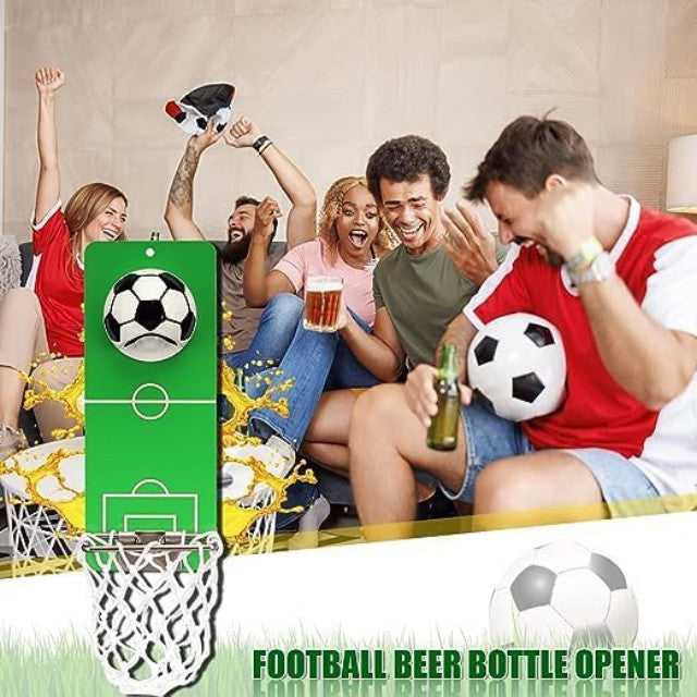 Koken Bottle Opener with Cap Collector, - Perfect Decor and Gift for Fans, Men, Football and Sports, 20x8 cm, 3 Installation Modes, Steel/Green