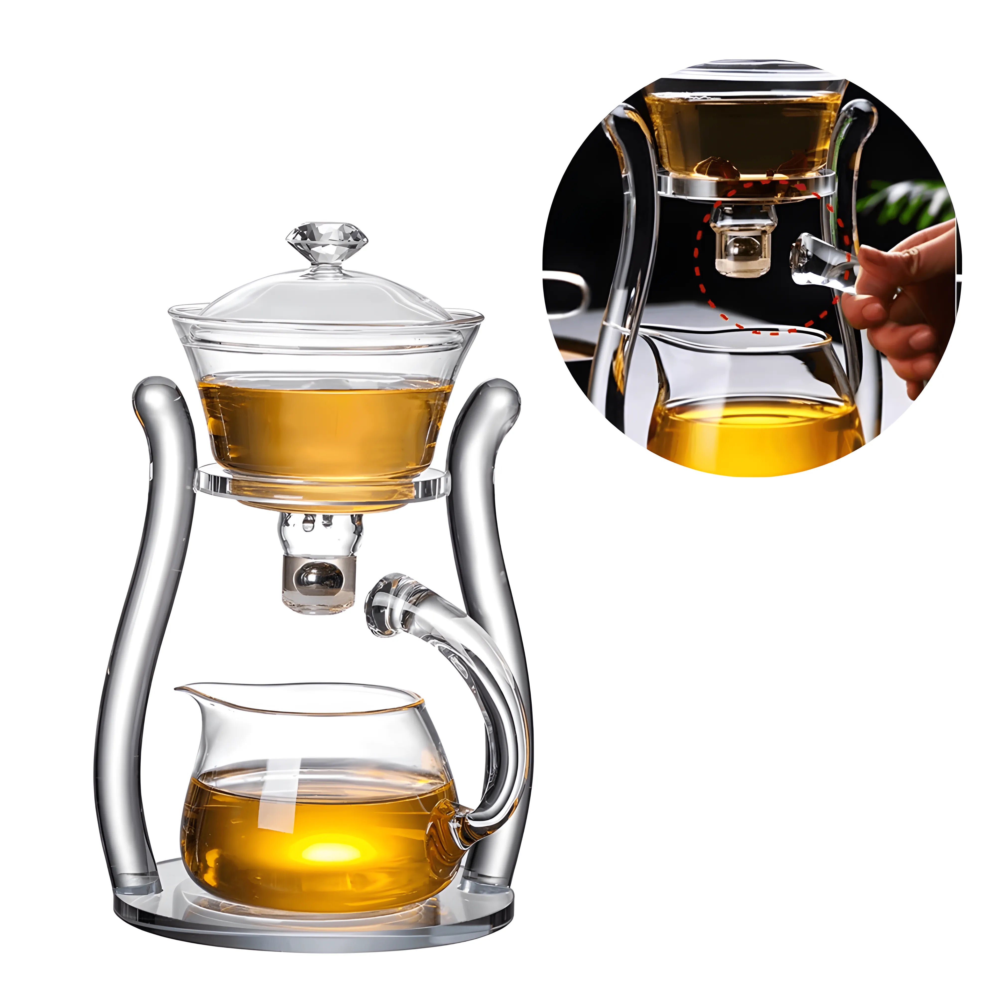 Ceainic Touch Koken, din sticlă cu infuzor japonez, Sticla borosilicată, Rezistent la temperaturi extreme 150℃, 350 ml