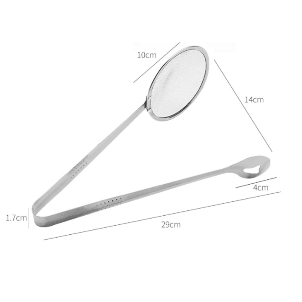 Cleste din inox cu sita Koken.ro, Lingurita cu filtru cu clema pentru gatit, multifunctional, Argintiu, 28,5x10 cm - 1 | YEO