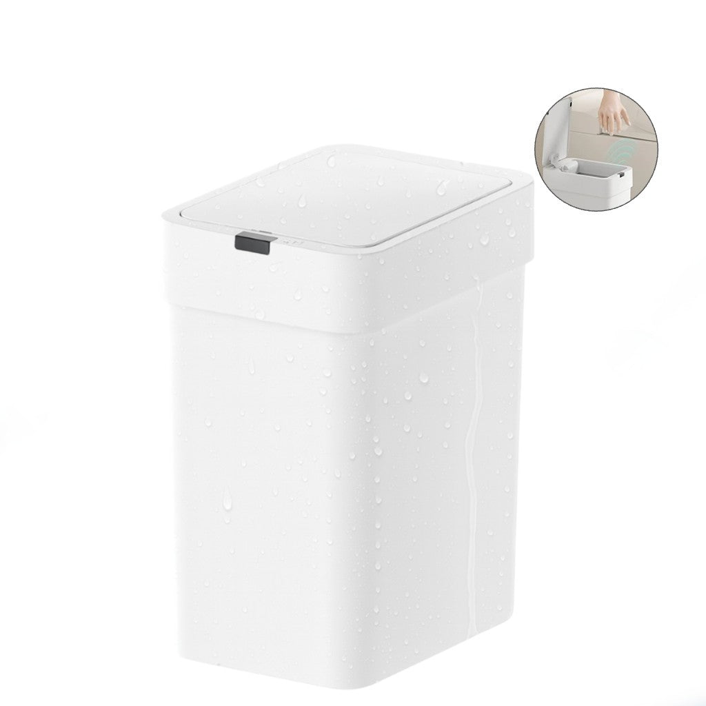 Cos de gunoi cu senzor de miscare infrarosu, 9 L, Koken Capac automat anti-miros, silentios, Rezistent la apa IPX5, Design elegant slim, Cos gunoi bucatarie, baie, dormitor, 21.8x13x31.5 cm, Alb