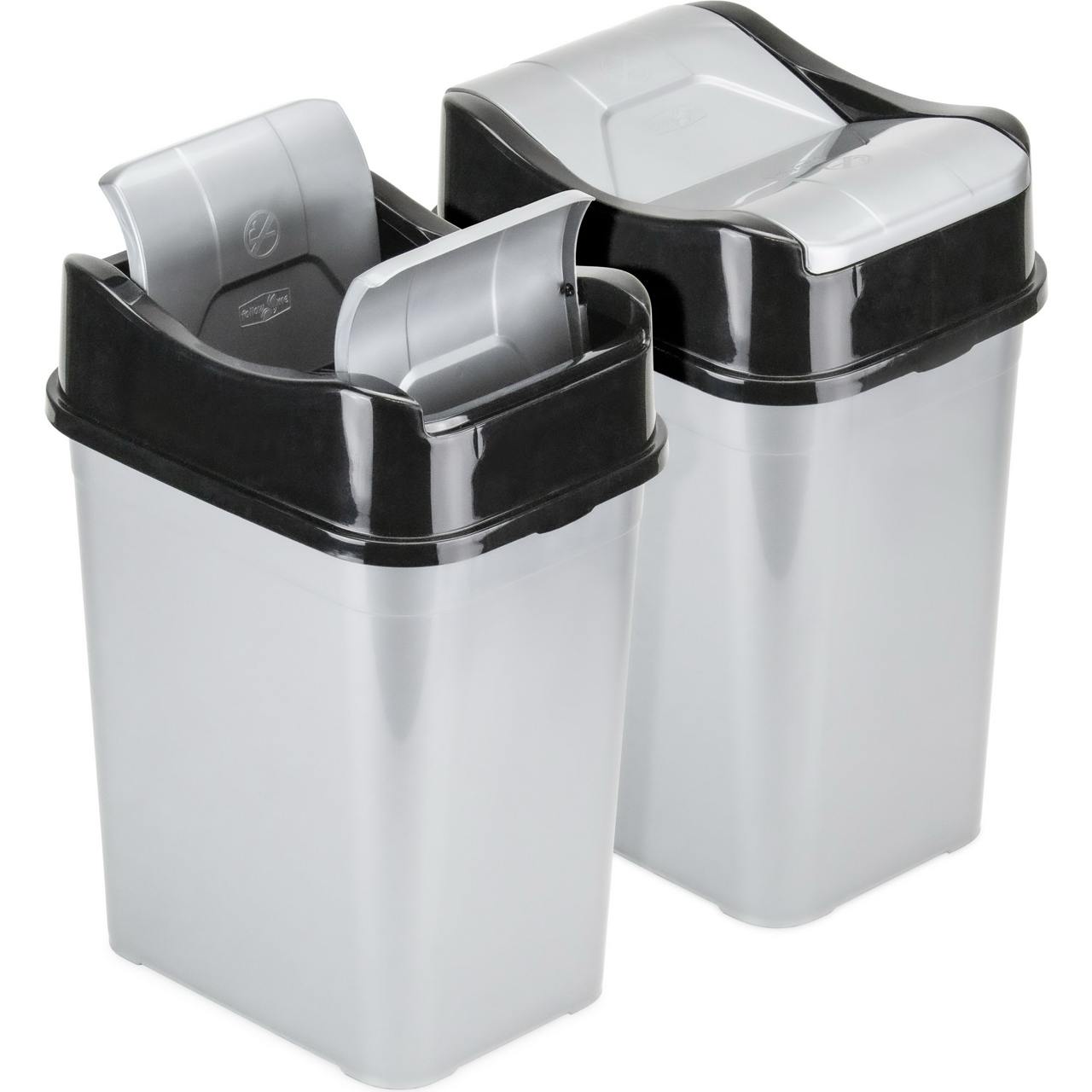 Cos de gunoi 10L Koken, cu capac rabatabil, cos de gunoi bucatarie, baie, birou, compact 25.5x20x34.5 cm, Plastic, Negru-Gri - 5 | YEO