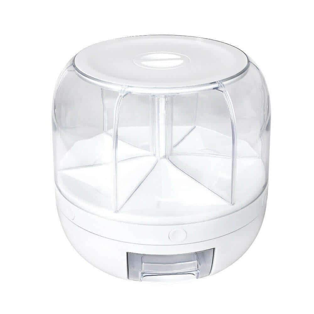 Dispenser Cereale Rotativ Koken - Organizator și Dozator cu 6 compartimente 7.5kg,  Verde/Alb, 27 x 27 x 24cm