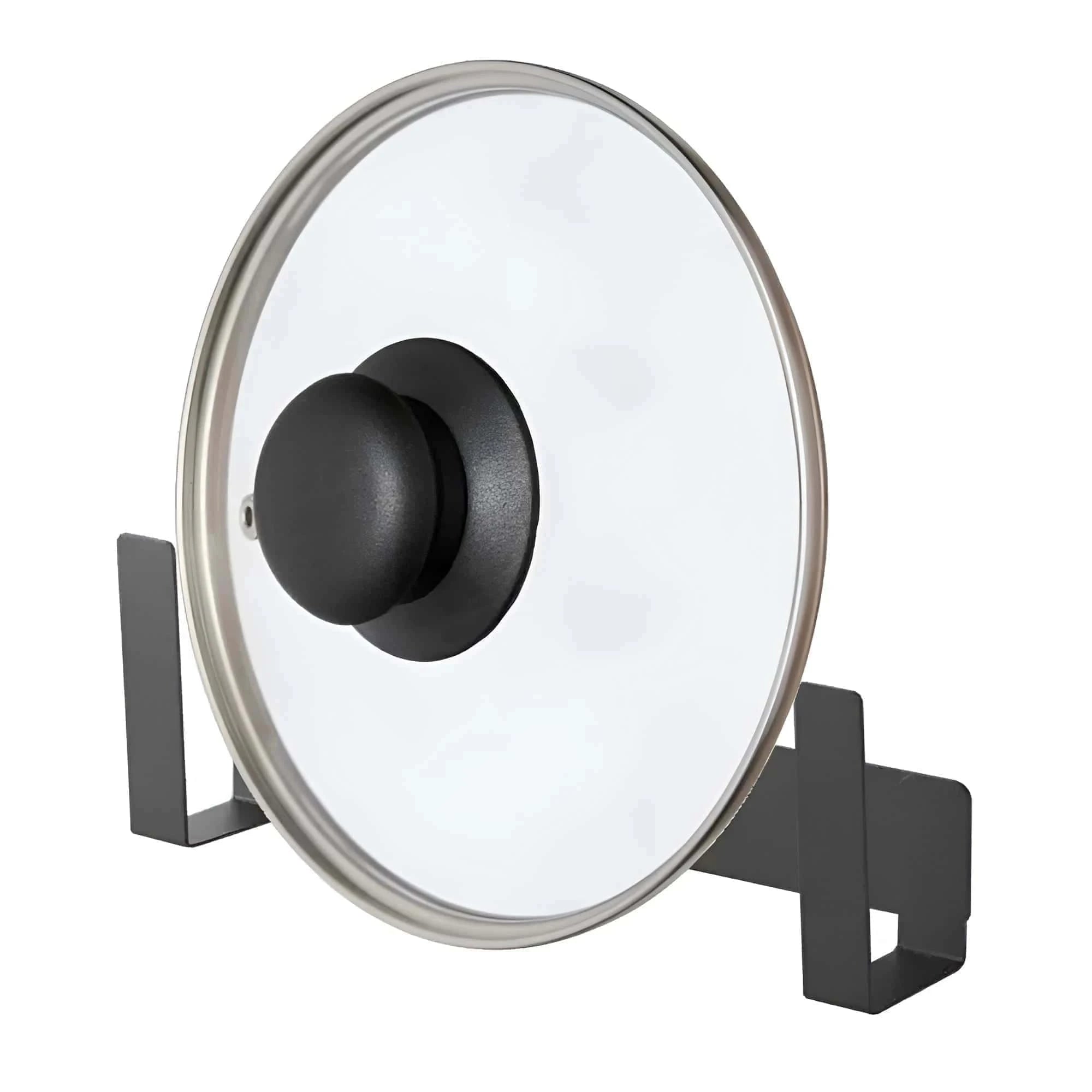 Suport pentru capace de oala in bucatarie Koken Organizator de bucatatrie ecologic 24 x 5 cm, Anticoroziv, Otel, Negru