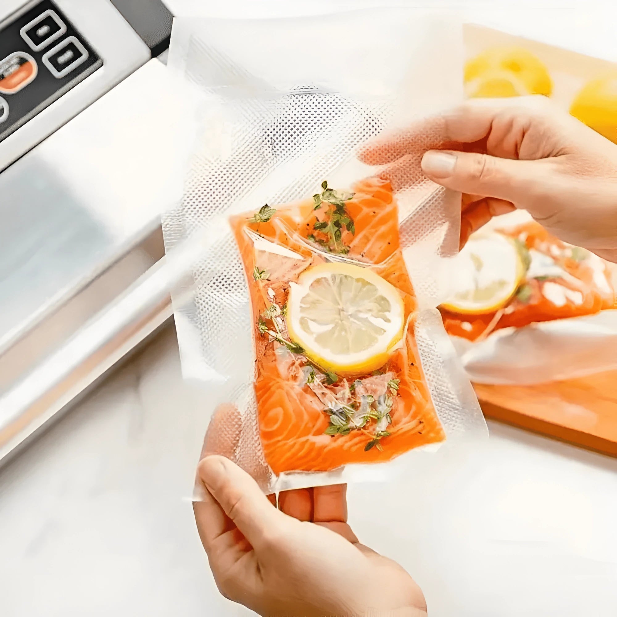 Pungi de vidat gofrate Koken pentru aparat de vidat alimente, 50/100 buc cu dimensiunile 20 x 30 cm, Rezistente, fara BPA, Transparente