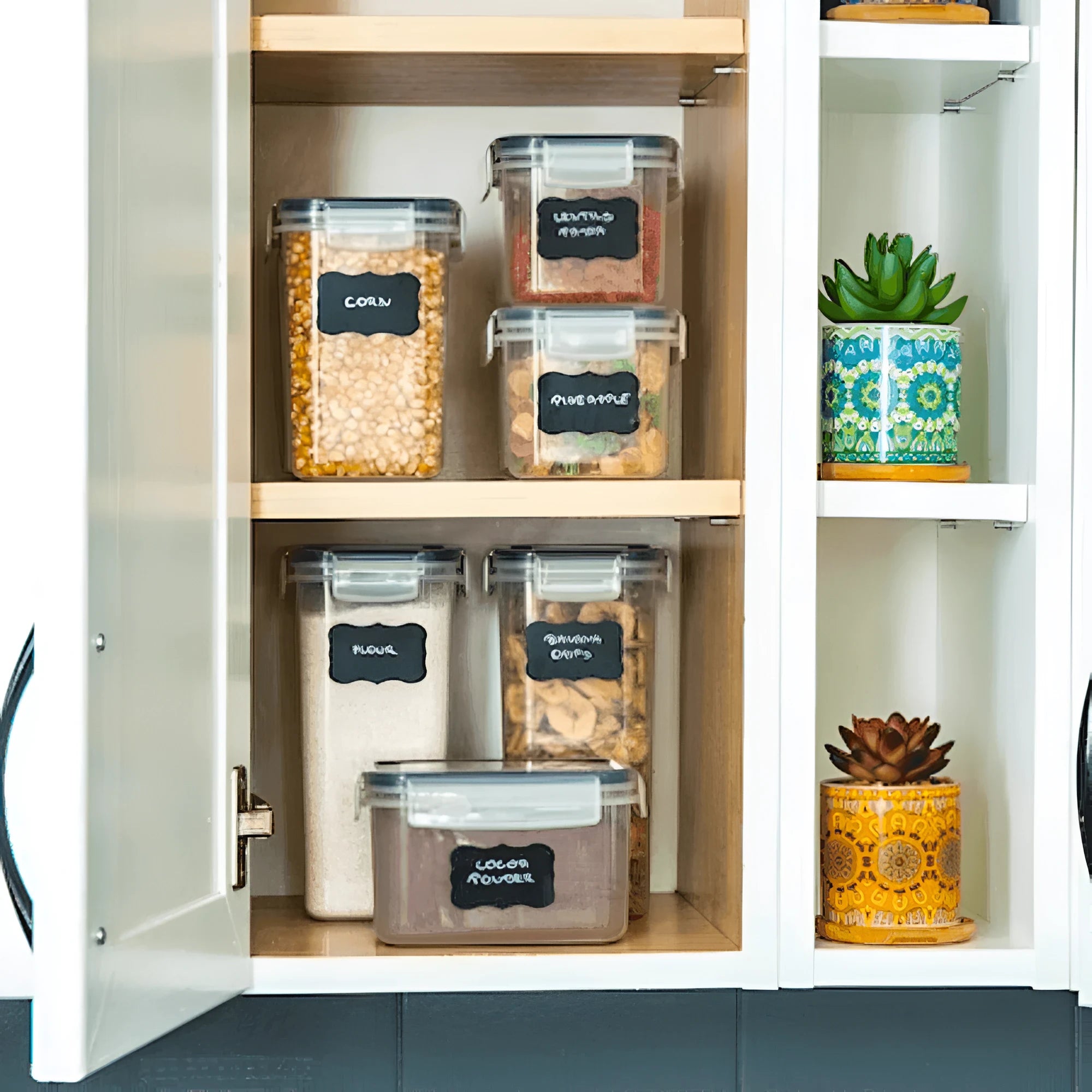 Recipiente etanse de depozitare Koken, plastic fara BPA, Set 3 Caserole, Transparent/Negru