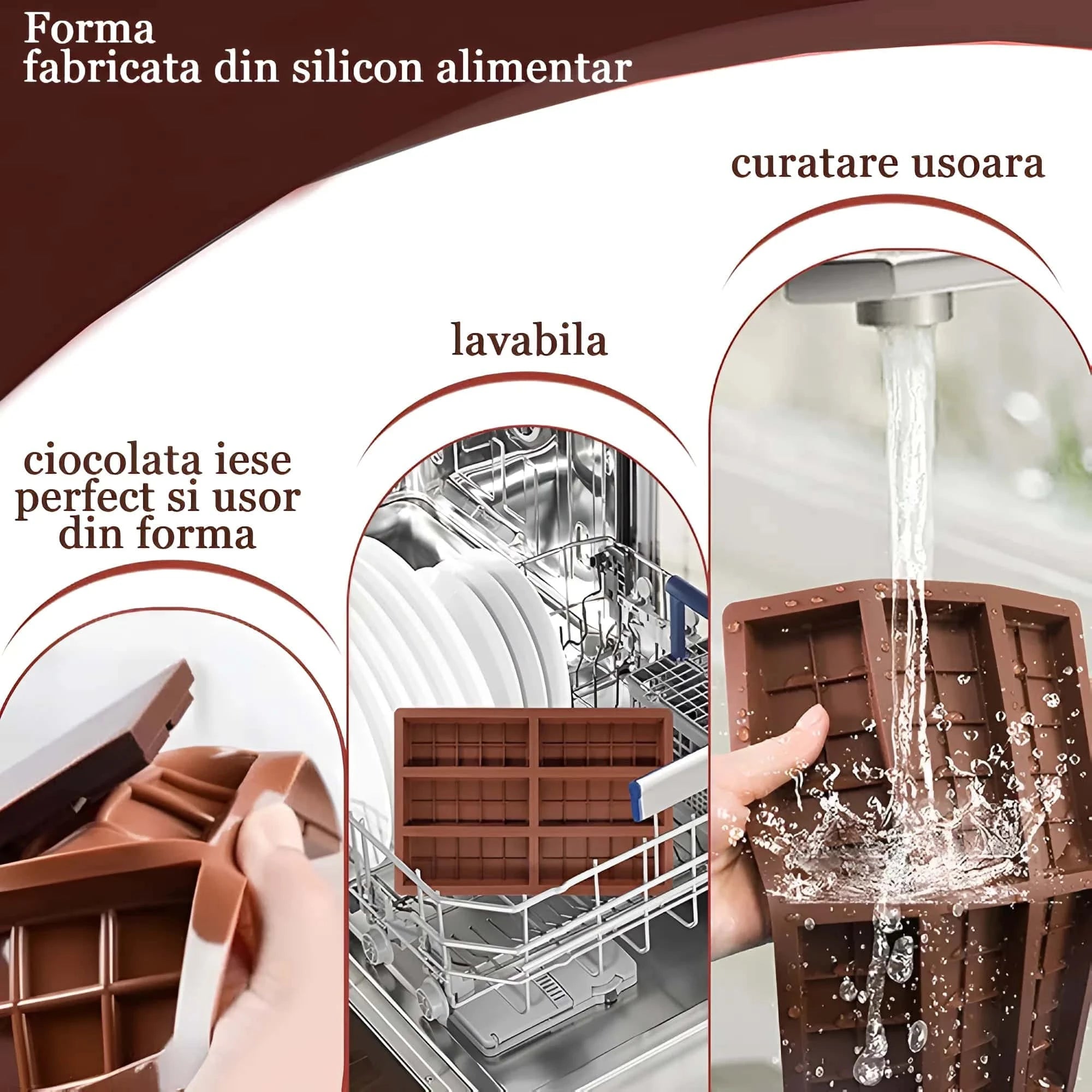 Forma ciocolata din silicon alimentar Koken model: 6 forme de ciocolata, Bucura-te creand DIY, 25 x16 x1.4 cm, Maro - 4 | YEO