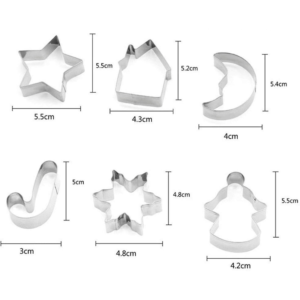 Forme pentru Fursecuri Craciun Koken, Otel inoxidabil, Set 10 forme de taiat prajituri, Model Craciun, Argintiu - 1 | YEO