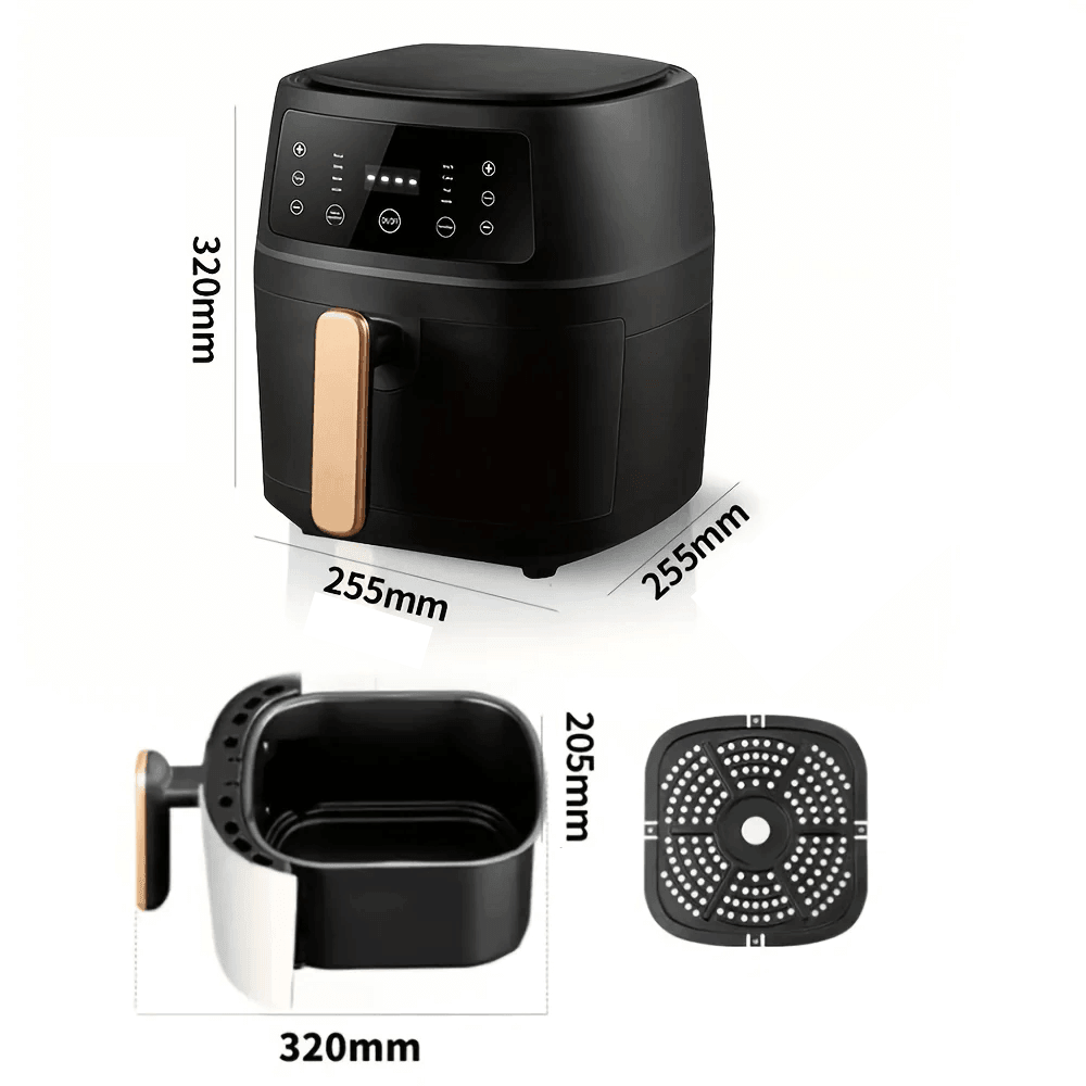 Friteuza cu aer cald Koken, Air Fryer Optiune Sanatoasa-fara ulei, Putere 2400W, 8 programe, capacitate 8L, temperatura ajustabila,vas detasabil, 32x25,5 cm, Negru - 1 | YEO