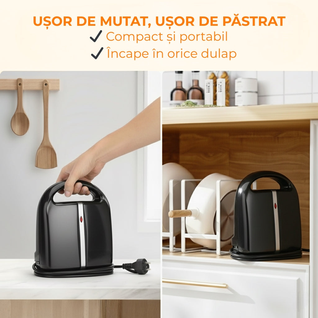 Aparat electric pentru coacere forme de nuci Koken, 24 cavități, 1400W, strat antiaderent, indicator luminos, carcasă termoizolată, Plastic/Inox Negru - 6 | YEO