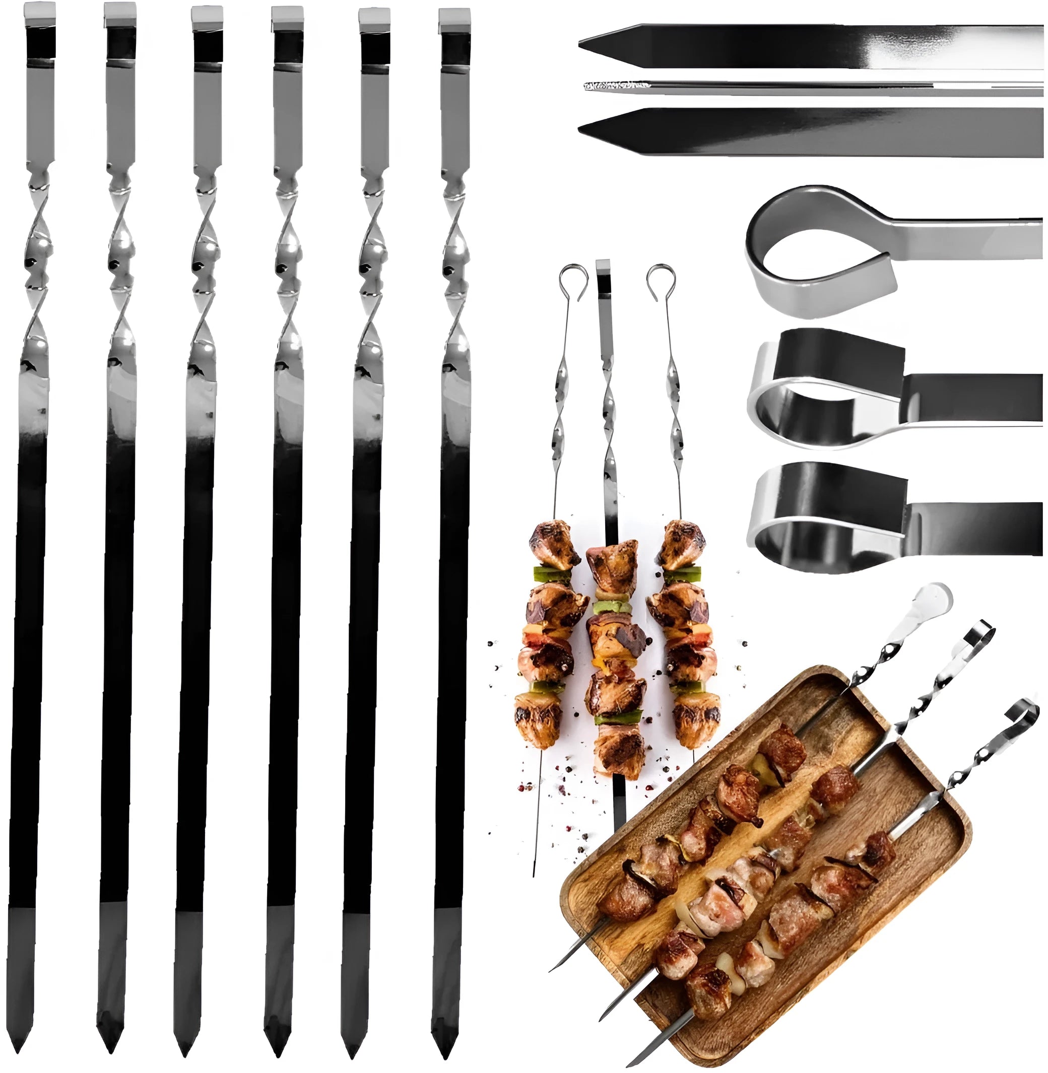 Set 6 tepuse frigarui Koken, otel inoxidabil, 45 cm, reutibilizabile, perfect pentru frigarui, carne, peste sau fructe