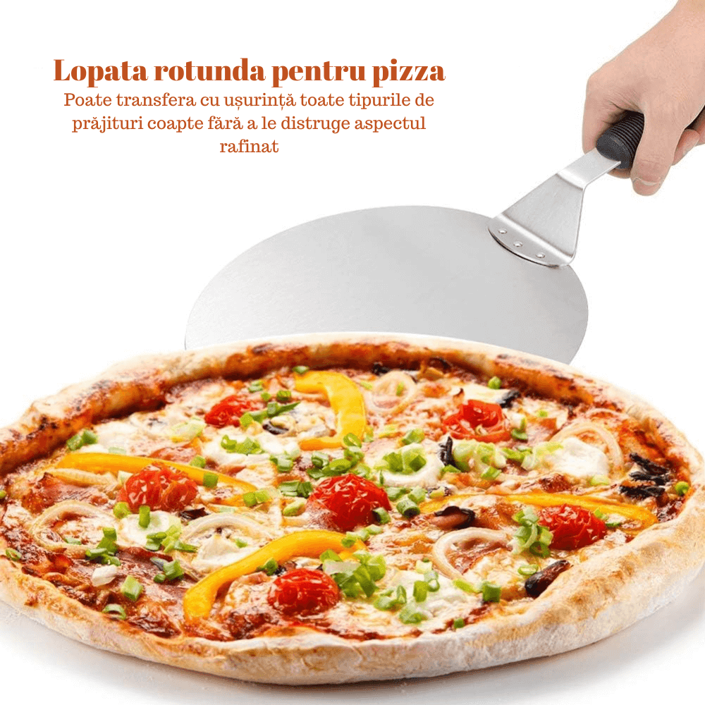 Lopata  pizza Koken, tava rotundă din oțel inoxidabil, Maner Plastic, spatula - 4 | YEO