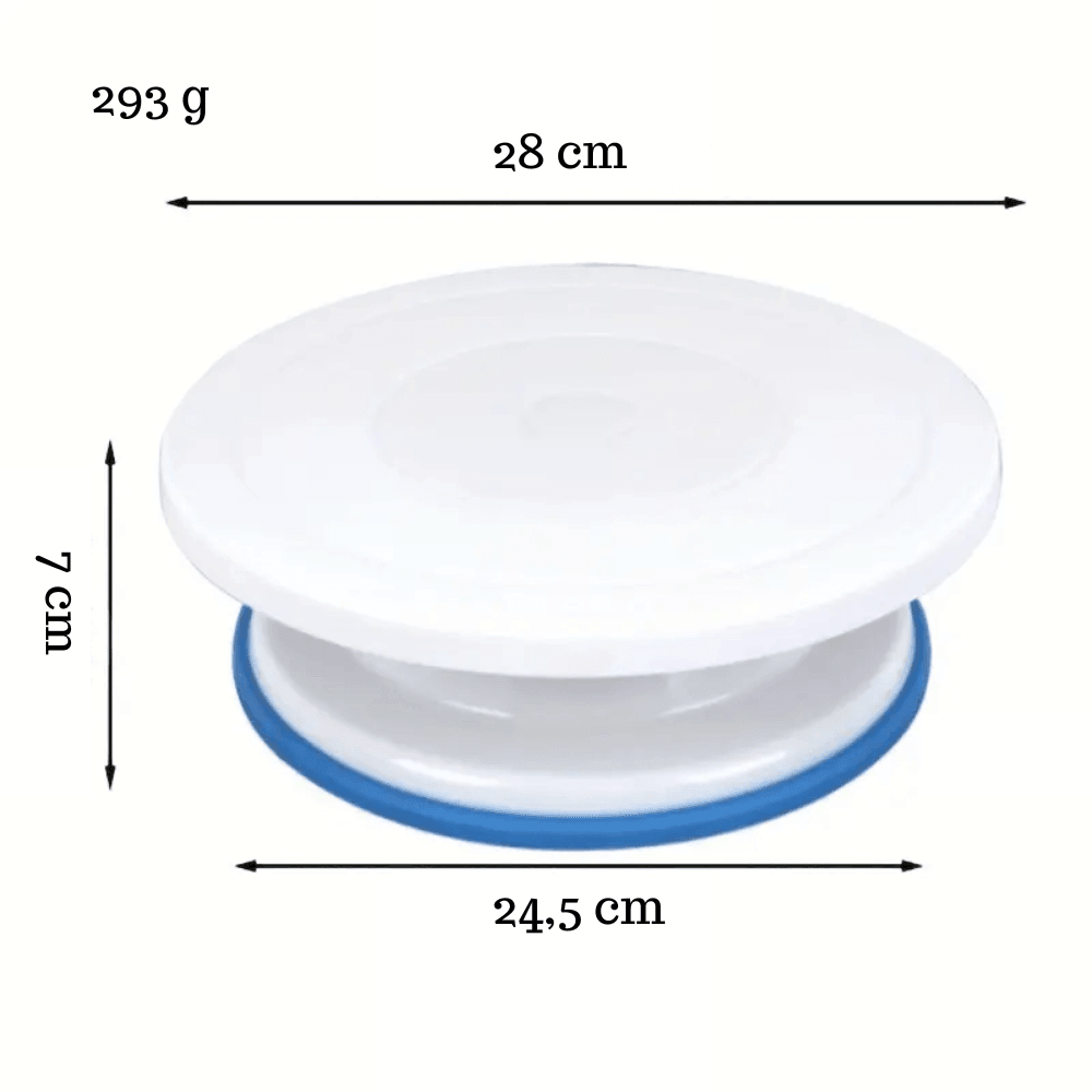 Platou rotativ cofetarie/patiserie Koken, Suport pentru ornare tort sau prajituri, Margine antiderapanta din cauciuc, diametru 28cm, Alb - 1 | YEO