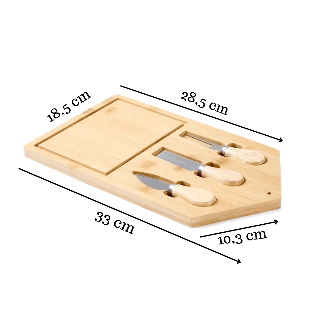 Platou servire cascaval Koken.ro, Set de 3 tacamuri, bambus/otel inoxidabil, Lemn - köken