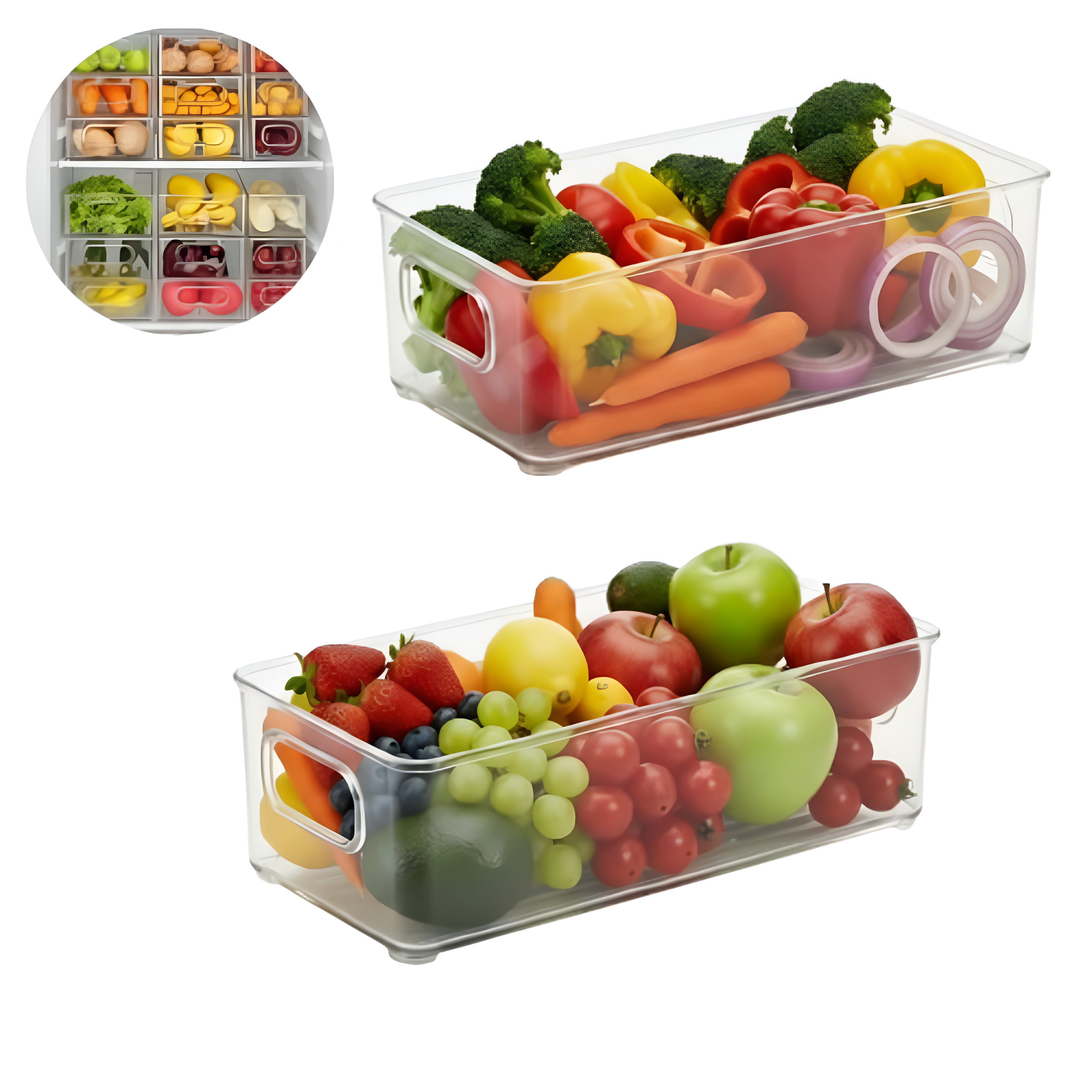 Recipient pentru frigider si rafturi bucatarie Koken, perfect pentru fructe si legume, 25.5x10x7 cm, plastic transparent fara BPA - 6 | YEO