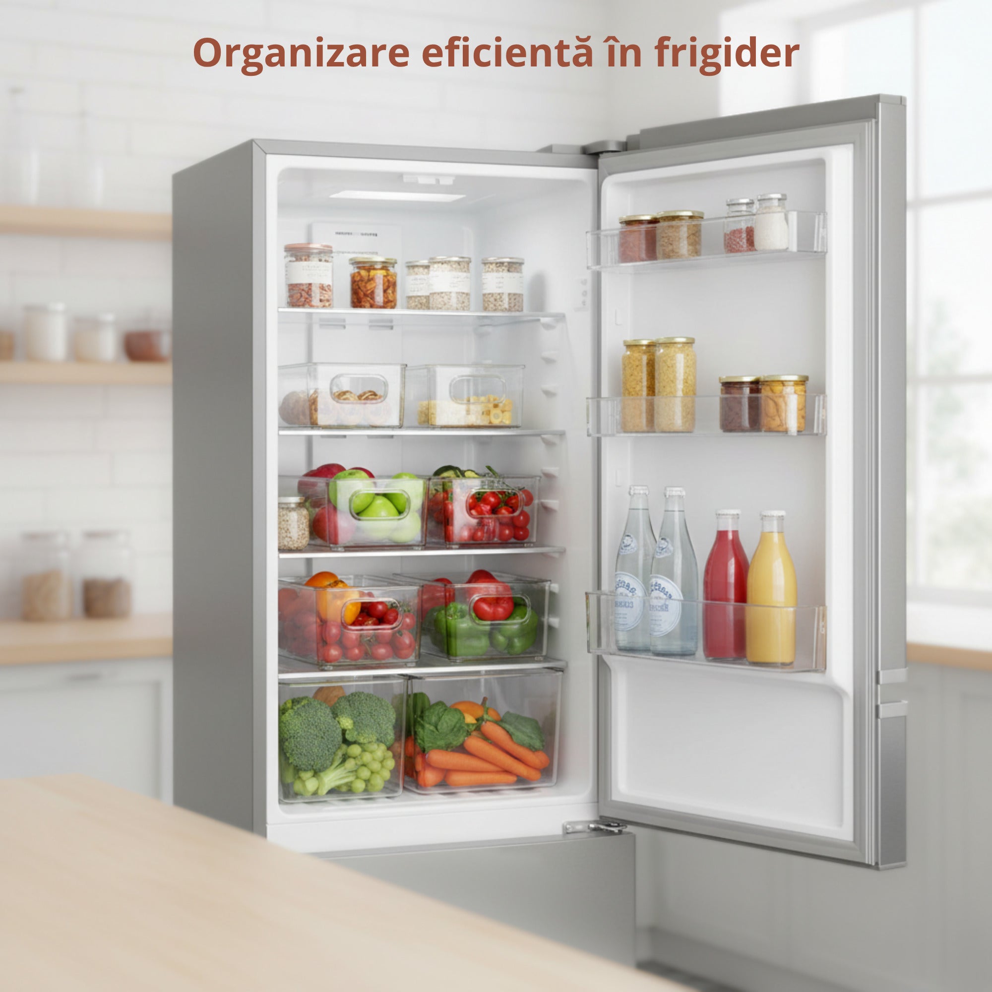 Recipient pentru frigider si rafturi bucatarie Koken, perfect pentru fructe si legume, 25.5x10x7 cm, plastic transparent fara BPA - 3 | YEO